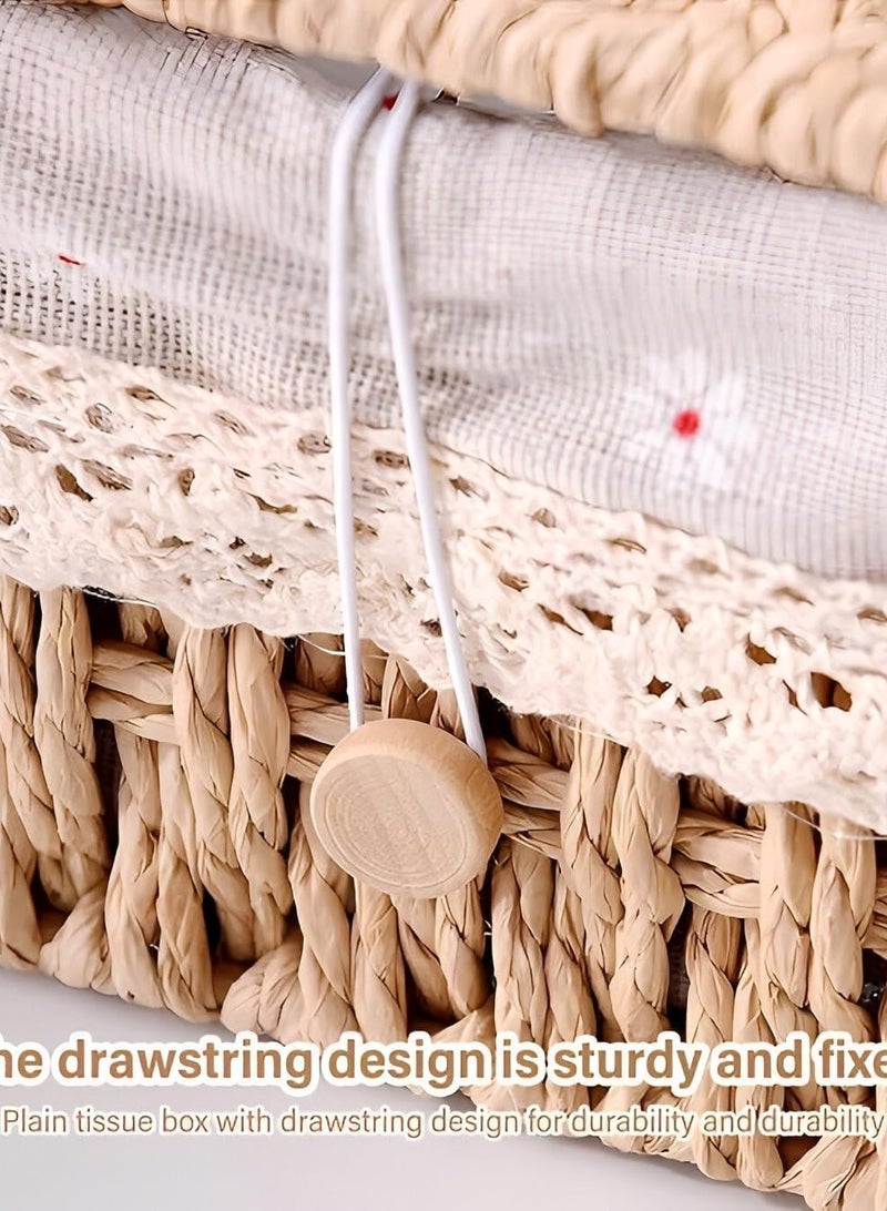 Cozy Nest Woven Tissue Box Cover, Eco-Friendly, Organizer with Minimalist Design, Perfect for Living Room, Bathroom, Kitchen, Home, Office & Car Decor Brown  - Image 4