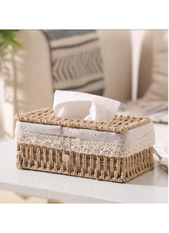 Cozy Nest Woven Tissue Box Cover, Eco-Friendly, Organizer with Minimalist Design, Perfect for Living Room, Bathroom, Kitchen, Home, Office & Car Decor Brown  - Image 3