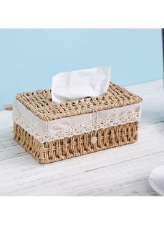 Cozy Nest Woven Tissue Box Cover, Eco-Friendly, Organizer with Minimalist Design, Perfect for Living Room, Bathroom, Kitchen, Home, Office & Car Decor Brown  - Image 1