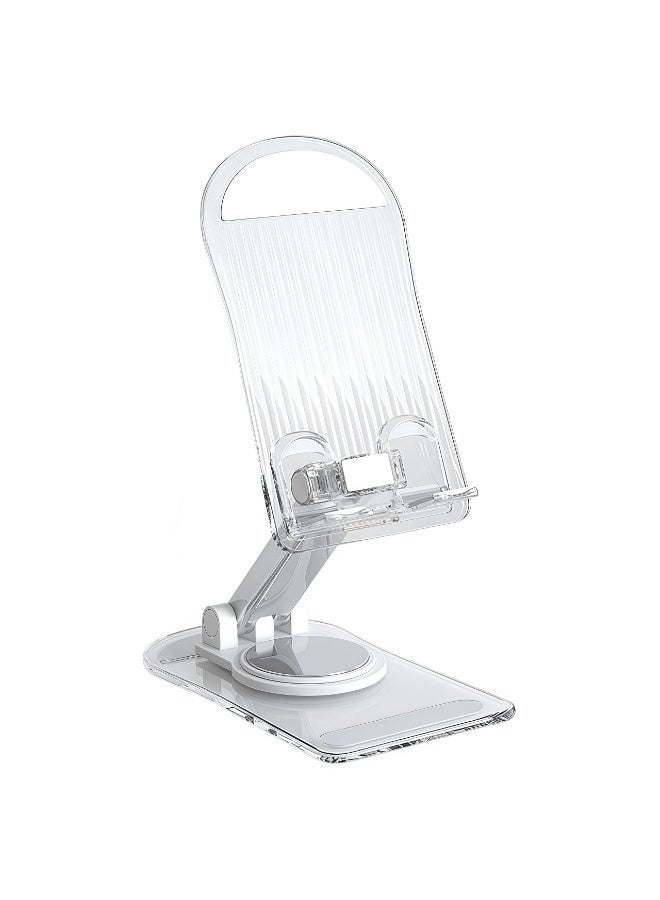 V.nice Adjustable 360° Rotating Foldable Phone & Tablet Stand, Clear Acrylic Desktop Holder - Image 1