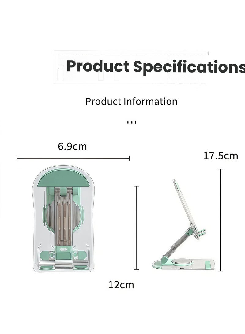 V.nice Adjustable 360° Rotating Foldable Phone & Tablet Stand, Clear Acrylic Desktop Holder - Image 2