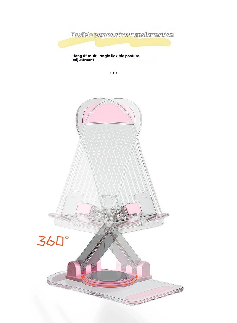 V.nice Adjustable 360° Rotating Foldable Phone & Tablet Stand, Clear Acrylic Desktop Holder - Image 4