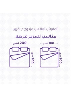 ميلين مفرش صيفي مزدوج جاكار 7 قطع مزين بالدانتيل  - بلوفي - أبيض  - Image 2
