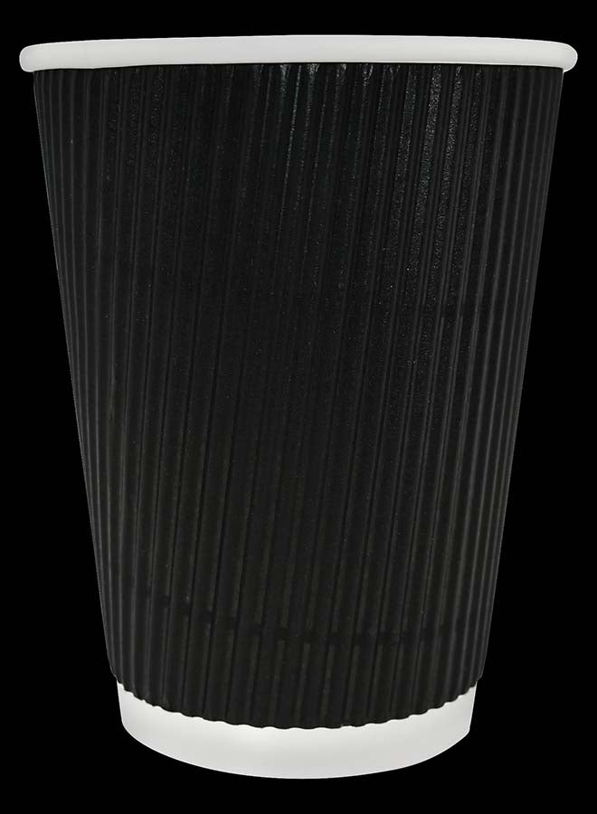 Khaleej Pack أكواب قهوة معزولة قابلة للتصرف 12 أونصة 25 قطعة - أكواب قابلة للتصرف صديقة للبيئة - أكواب ورقية مضلعة للمشروبات الساخنة - أكواب قهوة للشرب - كوب شاي - Image 2