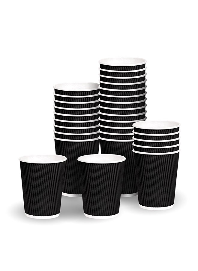 Khaleej Pack أكواب قهوة معزولة قابلة للتصرف 12 أونصة 25 قطعة - أكواب قابلة للتصرف صديقة للبيئة - أكواب ورقية مضلعة للمشروبات الساخنة - أكواب قهوة للشرب - كوب شاي - Image 3