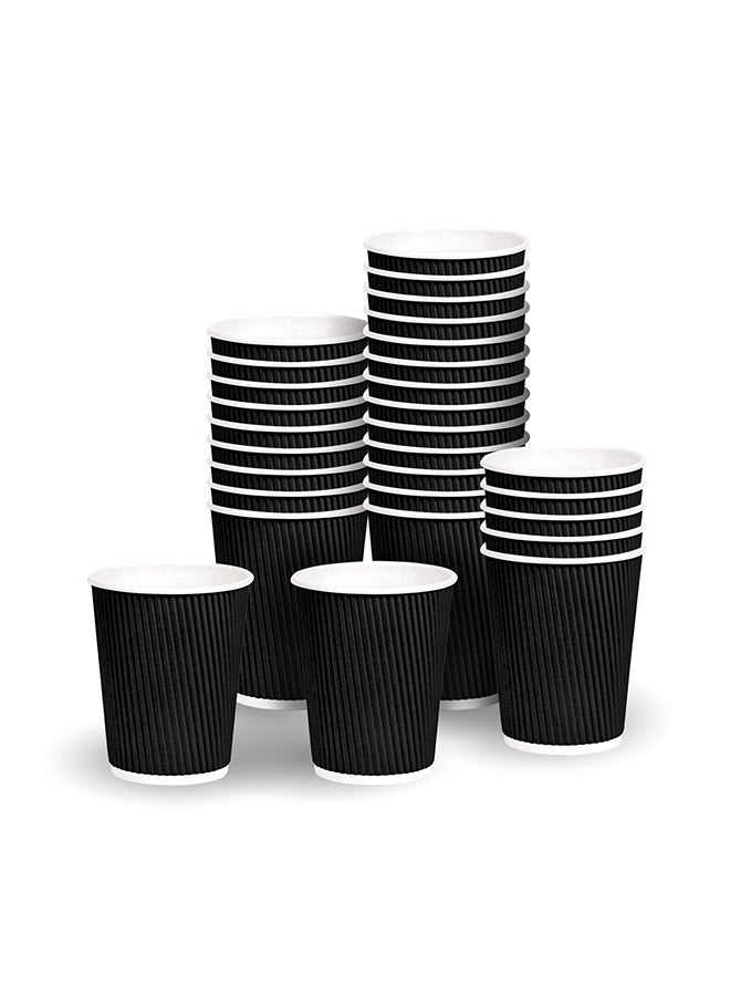 Khaleej Pack أكواب قهوة معزولة قابلة للتصرف 12 أونصة 25 قطعة - أكواب قابلة للتصرف صديقة للبيئة - أكواب ورقية مضلعة للمشروبات الساخنة - أكواب قهوة للشرب - كوب شاي - Image 1