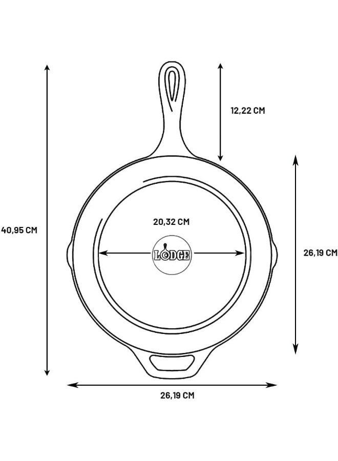 Lodge مقلاة لودج من الحديد الزهر مسبقة التتبيل، سوداء، 10.25 بوصة، دائرية، من الحديد الزهر - Image 4