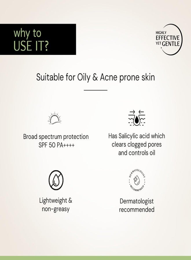 ديكونستركت واقي شمس Deconstruct بحمض الساليسيليك 2%، عامل حماية SPF 50 PA++++ | واقي شمس للبشرة المعرضة لحب الشباب، والدهنية، والجافة، والمختلطة | يفتح المسام | يتحكم في الإفرازات الدهنية الزائدة | لمسة نهائية مطفية | خفيف الوزن، سريع الامتصاص | للبشرة الدهنية والمعرضة لحب الشباب | للرجال والنساء 50 غرام - Image 2
