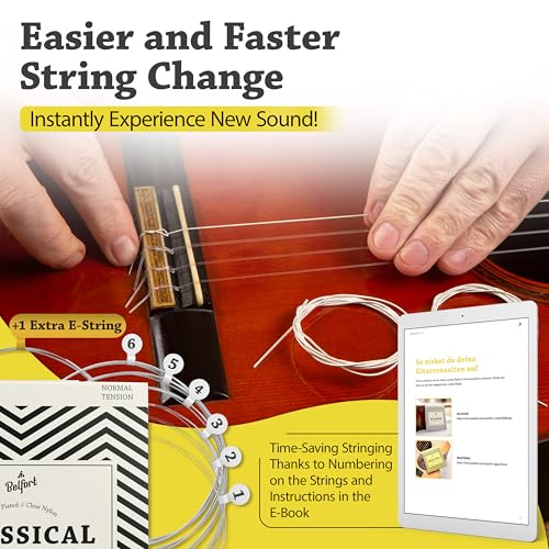 Belfort Classical Guitar Strings Nylon - Classical Nylon Strings Coated in Silver - 6 Guitar String Set + Extra 1E - Cuerdas para guitarra acustica - Cuerdas de guitarra acustica - Image 5