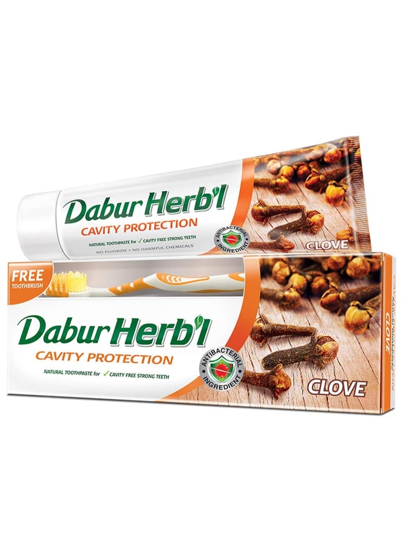 Dabur Herb'l Dapper Natural toothpaste to protect against cavities with a toothbrush, 140 grams  - Image 1