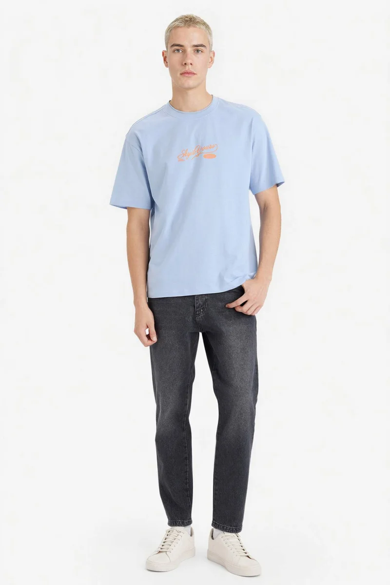 ديفاكتو 100% Cotton Boxy Fit Printed T-Shirt