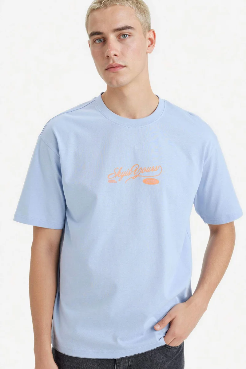 ديفاكتو 100% Cotton Boxy Fit Printed T-Shirt