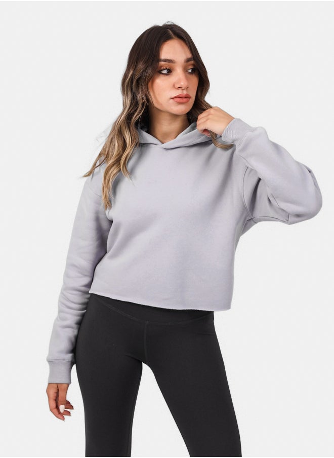 SHECHICK Shechick Unfinished Purple Cropped Hoodie  - Image 1