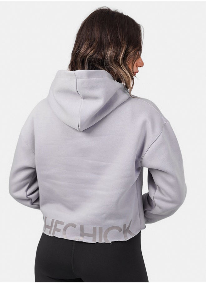 SHECHICK Shechick Unfinished Purple Cropped Hoodie  - Image 3
