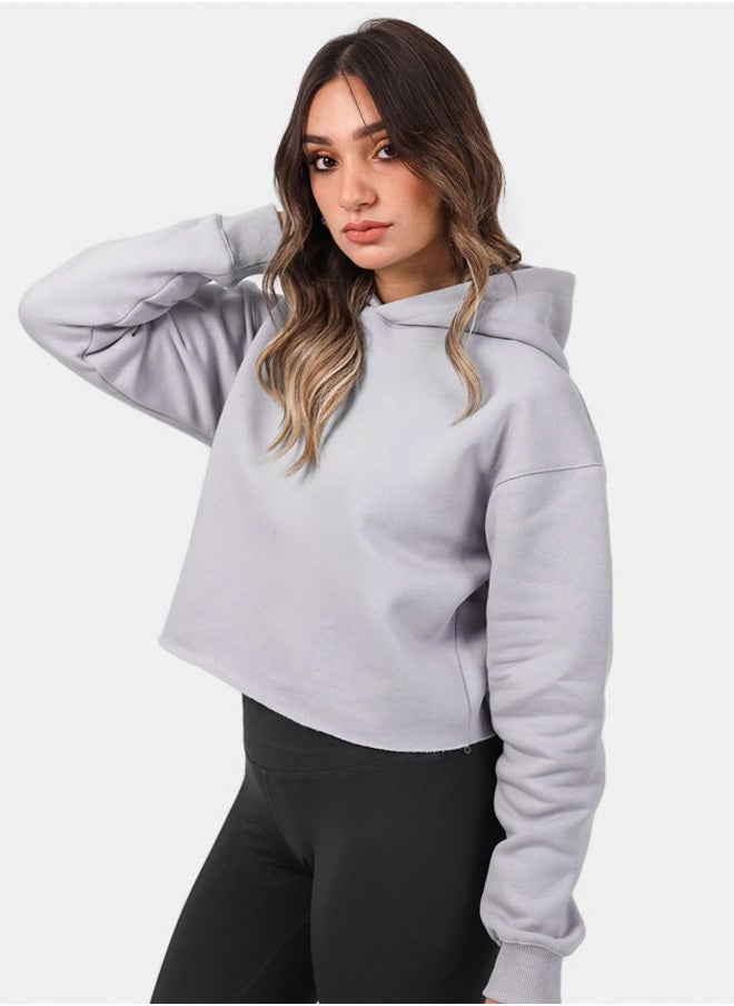 SHECHICK Shechick Unfinished Purple Cropped Hoodie  - Image 2