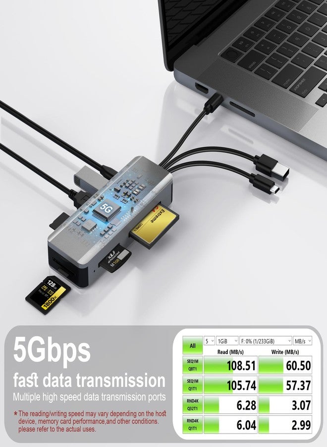 JOOPSHEE 8in1 SD Card Reader,Aluminum Multi Memory Card Carrying Box SD/TF/CF/MS/XD/USB*2 Port Card Reader Adapter for Phone/Pad/PC/Laptop/USB C and USB A Devices,No Application Required Plug and Play - Image 4