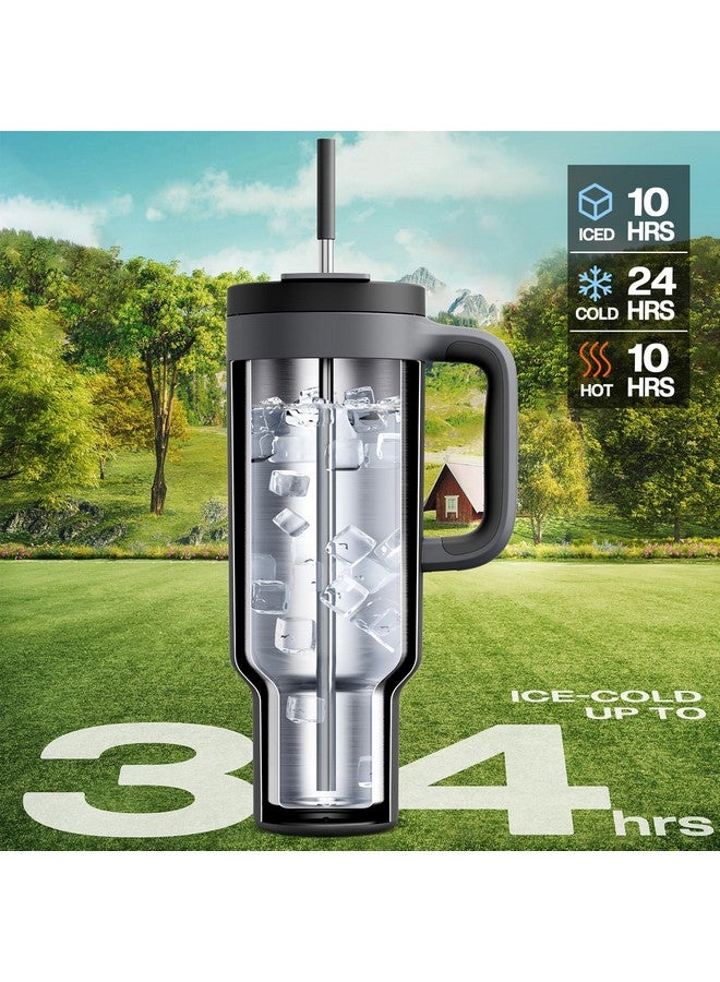 powcan POWCAN 50 oz Tumbler with Handle, 2-in-1 Straw and Sip Lid, Leakproof, Dishwasher Safe, Insulated Stainless Steel Travel Coffee Mug, Keeps Cold for 34 Hours, Fits in Car Cup Holder (Midnight) - Image 2
