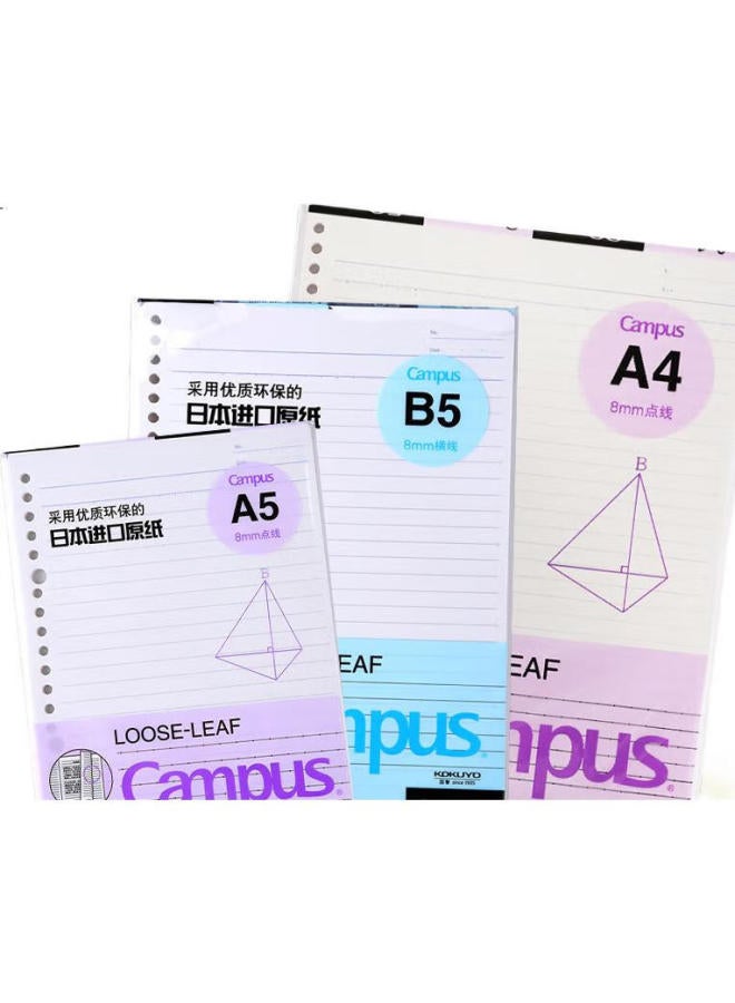 Kokuyo B5 Loose-Leaf Paper, Campus Refill Notebook Paper, 9Mm 25-Line Grid, 50 Sheets/Book, 4 Books, Wcn-Cll1517 - Image 1