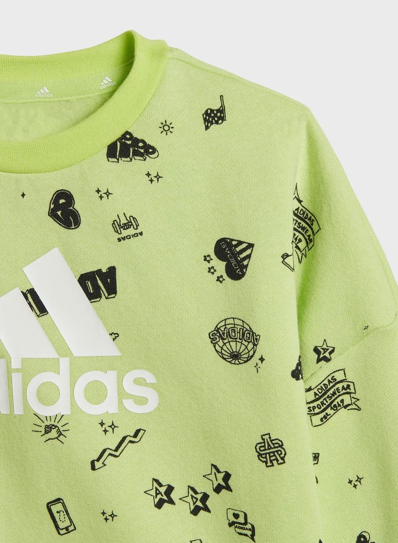 Adidas Brand Love Crew Sweatshirt Set Kids