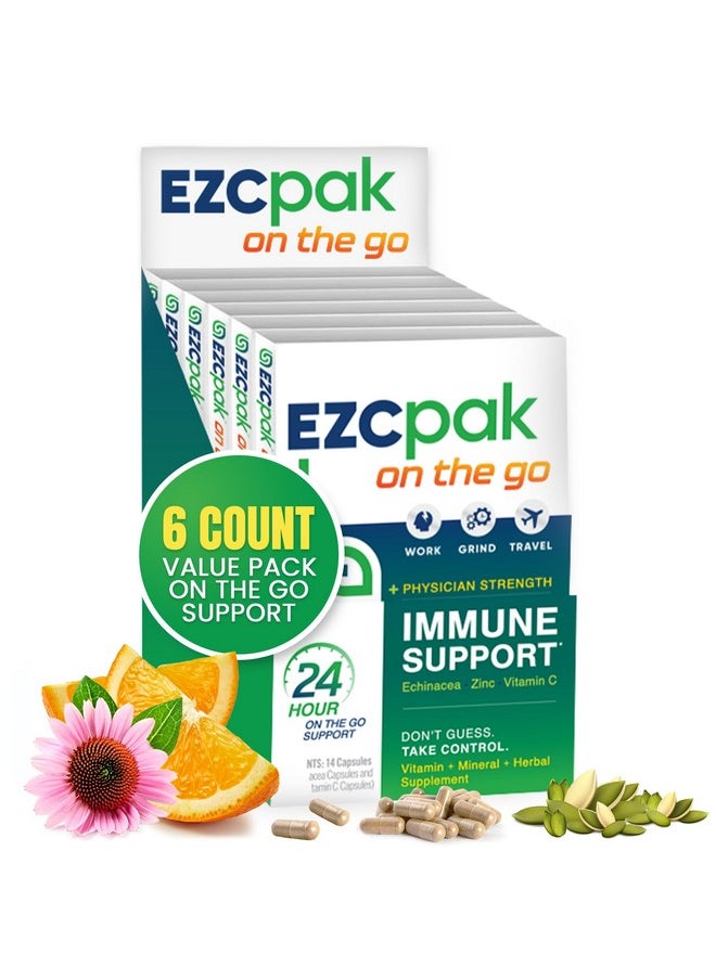 EZC Pak - On The Go Immune System Booster With Echinacea, Vitamin C And Zinc - Immune Support For Adults (Pack Of 6) - Image 1