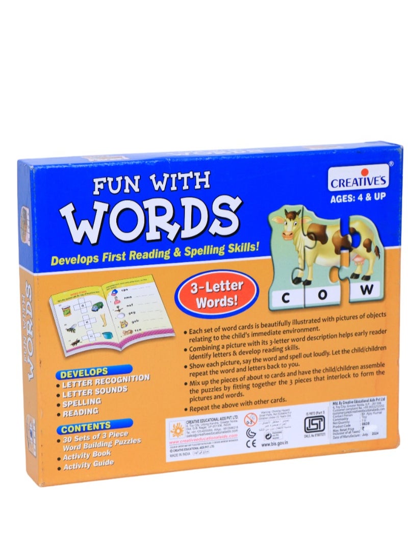 Creative's - Creative's Fun with Words | 3 Letter Words| Develops Reading & Spelling Skills | Learning Games | Pre-School Games | Home Learning Game | Educational Games | Creative's Pre-School Series |Ages 4 & up - Image 1