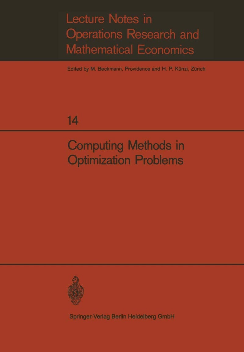 Computing Methods in Optimization Problems: Papers Presented at the 2nd International Conference on Computing Methods in Optimization Problems, San Re