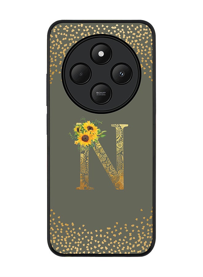 Stylizedd For Xiaomi Poco C75 / Xiaomi Redmi A4 Case,Slim fit Camera Protection, Shockproof Thin Phone cover - Custom Floral Monogram - N (Olive Green ) - Image 1