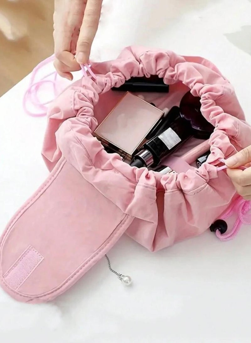 Shein Pink Retractable Cosmetic Organizer Bag for Personal Travel Use Portable Storage Bag - Image 1