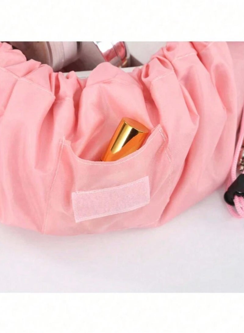 Shein Pink Retractable Cosmetic Organizer Bag for Personal Travel Use Portable Storage Bag - Image 5