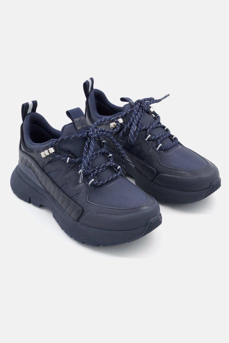 FitFlop أحذية تدريب جلدية نسائية نيو-دي-هايكير، مزودة بأربطة، خارجية، لون أزرق بحري - Image 1