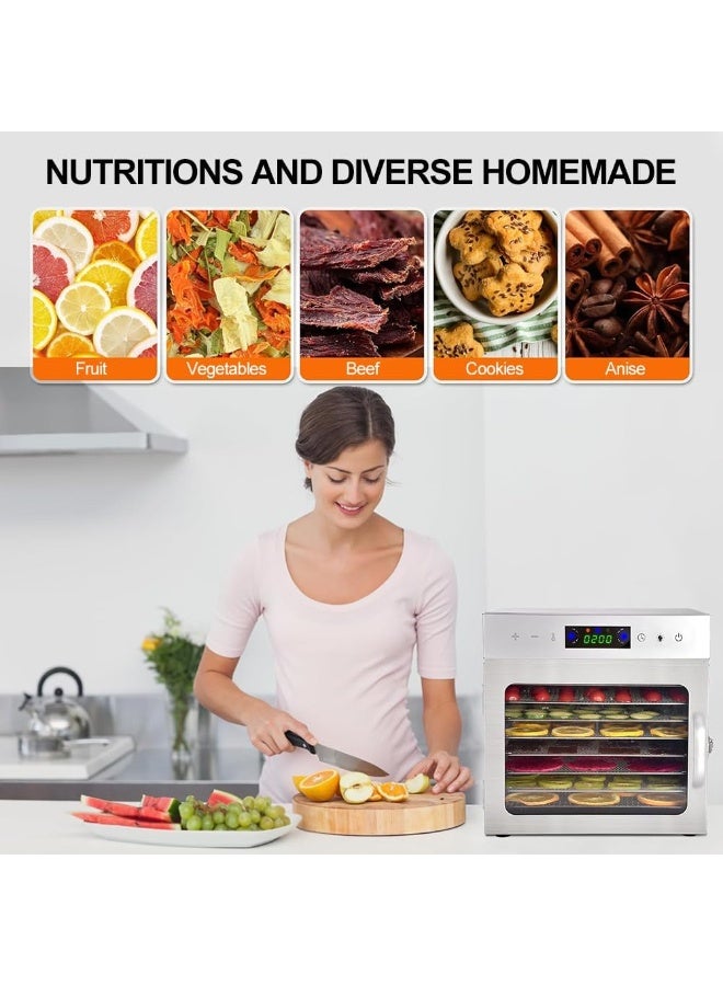 Halamine Food Dehydrator, 8 Stainless Steel Trays Dehydrators for Food and Jerky, Herbs, Fruit, Dehydrator Machine with Digital Timer and Temperature Control, Overheat Protection, Recipe Book Included - Image 4