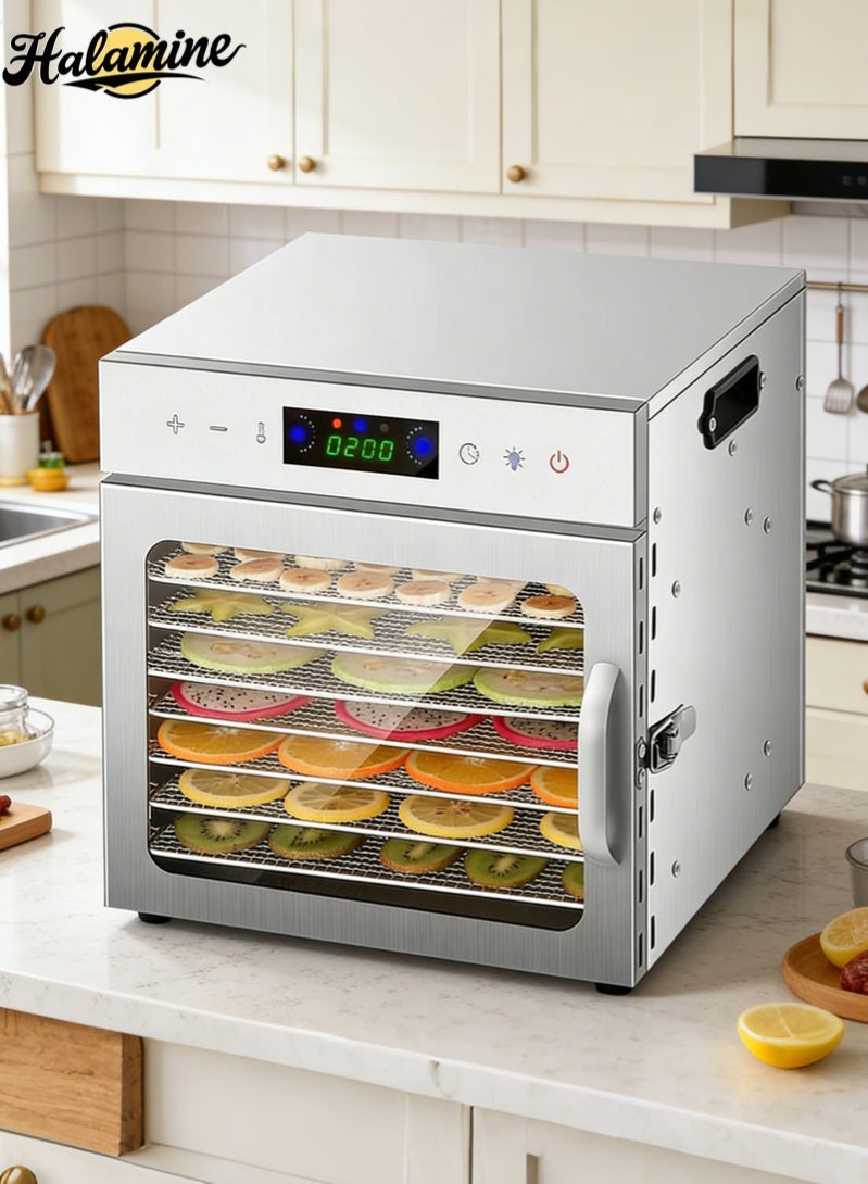 Halamine Food Dehydrator, 8 Stainless Steel Trays Dehydrators for Food and Jerky, Herbs, Fruit, Dehydrator Machine with Digital Timer and Temperature Control, Overheat Protection, Recipe Book Included - Image 1