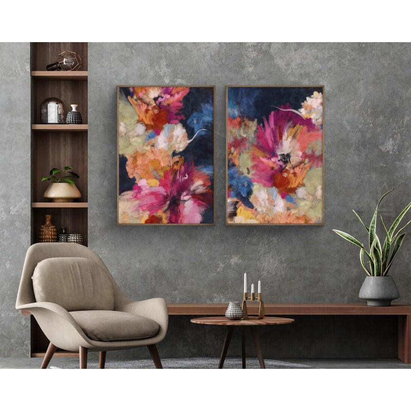 Youillne Colorful Abstract Wall Art Decor Modern Flower Canvas Wall Art Abstract Floral Pictures Painting Modern Colorful Artwork Posters Abstract Prints for Living Room Bedroom 12x16 Inch Unframed Set of 2 - Image 3