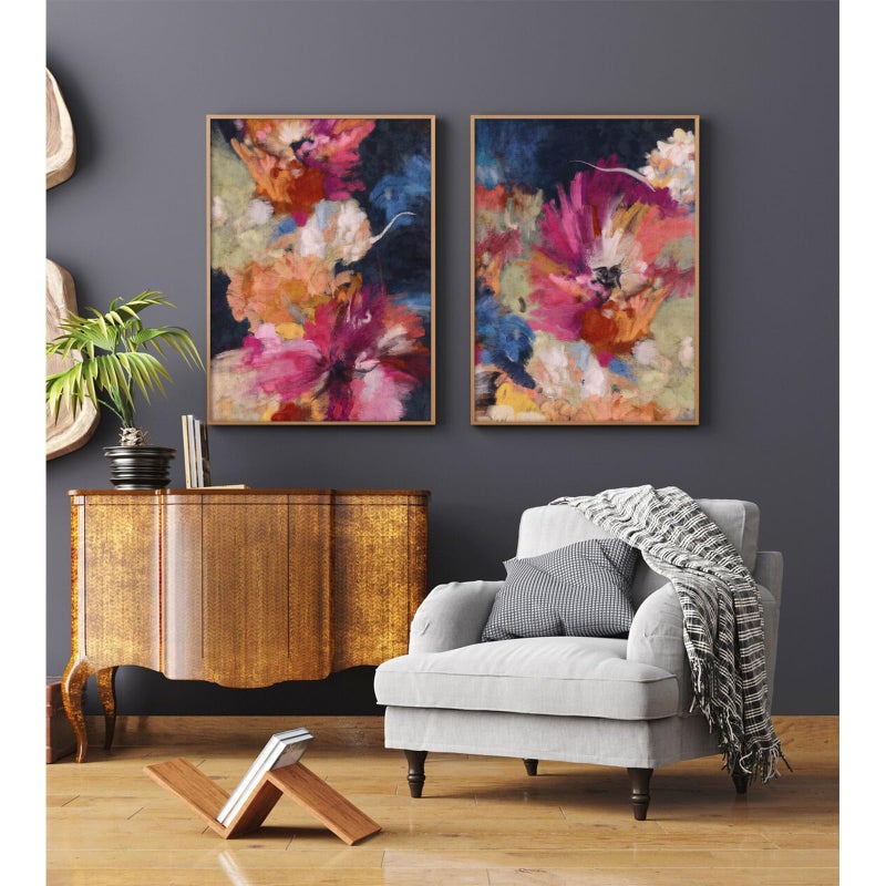 Youillne Colorful Abstract Wall Art Decor Modern Flower Canvas Wall Art Abstract Floral Pictures Painting Modern Colorful Artwork Posters Abstract Prints for Living Room Bedroom 12x16 Inch Unframed Set of 2 - Image 1