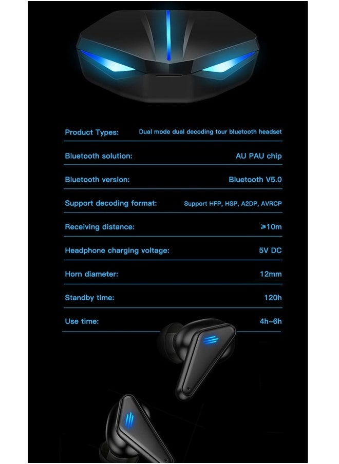 Generic - Wireless bluetooth headset gaming gaming headset single and binaural music gaming low latency TWS Bluetooth 5.0 headset wireless earbuds true wireless compatible apple Suitable for Android and other s - Image 1