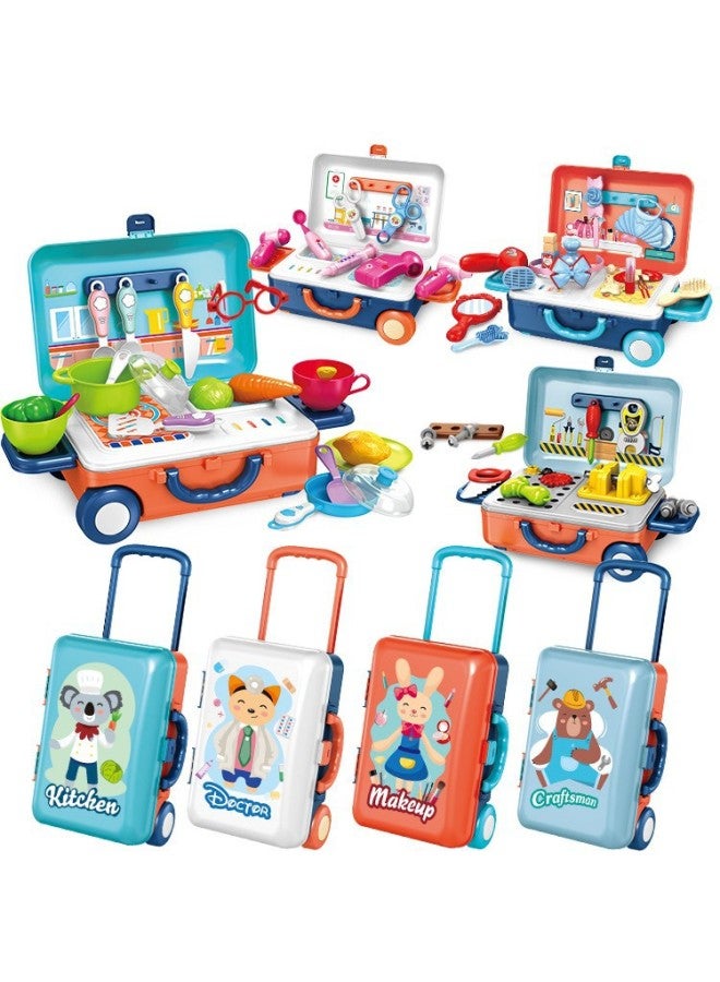 Children's Play Toy Portable Storage Box Simulation Kitchen Kitchenware Set Boys And Girls Large Beauty Makeup-Color:Beauty Dual-purpose Storage Box - Image 2