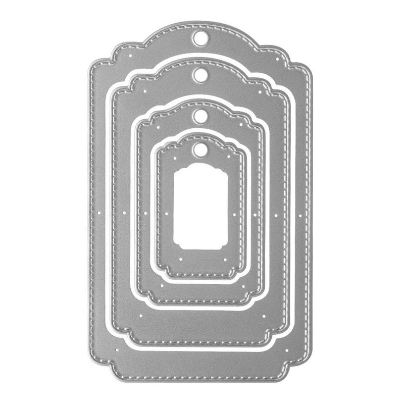Metal Four Hanging Tags Cutting Dies4PcsSet Label Tags Layering Die Cuts Embossing Stencils Template Mould for Card Scrapbooking and DIY Craft Album Paper Card Decor