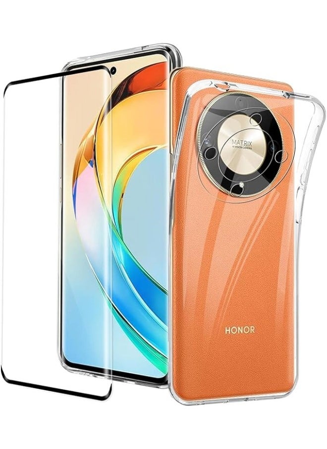 General - Case Compatible with Honor Magic 6 Lite 5G + 1 Pack Screen Protector, Soft Silicone [Anti-Shock] Protective Case, Ultra Thin [Anti-Scratch] Clear TPU Case for Honor Magic6 Lite - Image 1