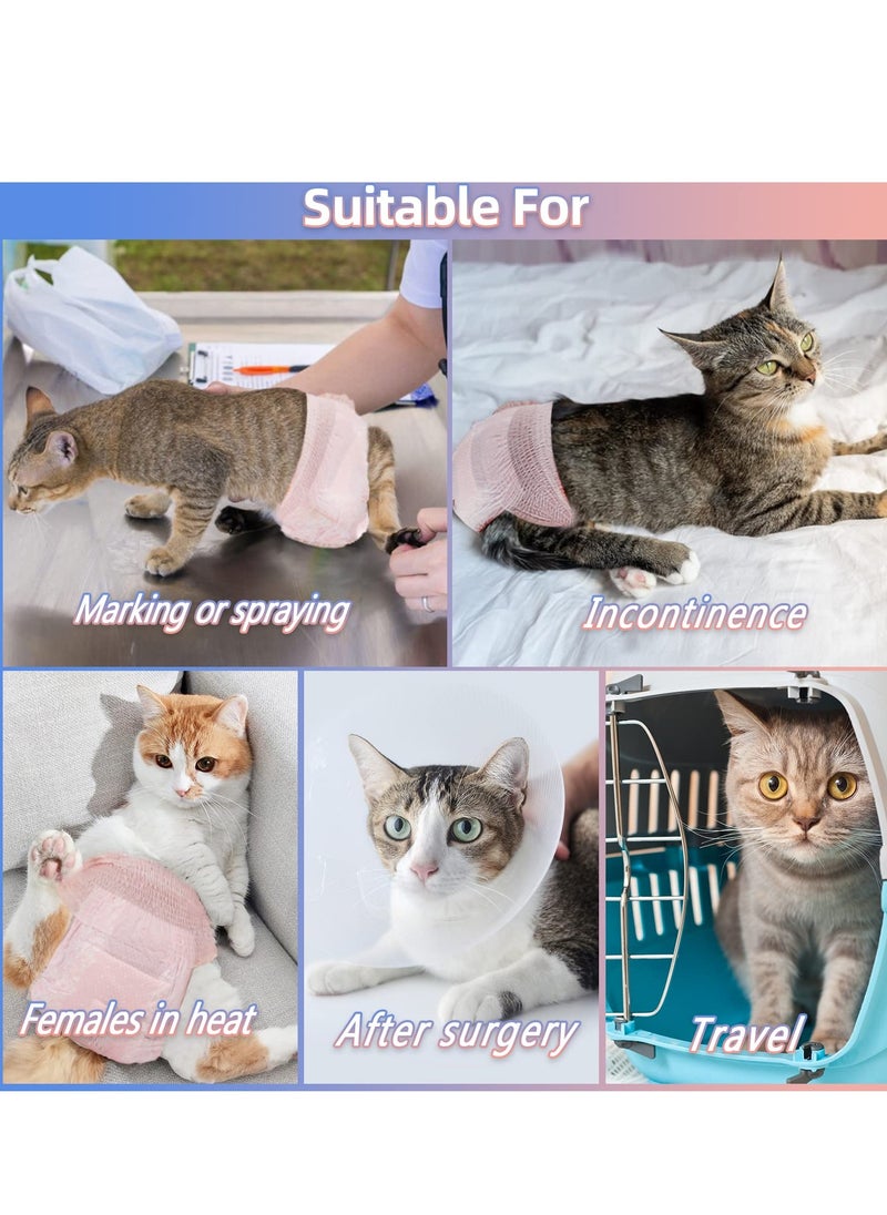 SYOSI - Cat Diapers 10 Pieces Disposable Pet Physiological Pants Female Dog Female Cat Stretch Wrap Diapers Super Absorbent Leak-proof Diapers Pet Pull-Ups (Pink) - Image 1