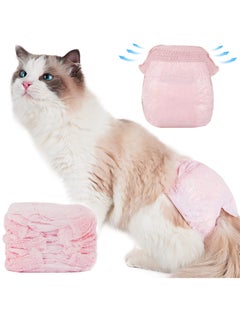 Cat Diapers 10 Pieces Disposable Pet Physiological Pants Female Dog Female Cat Stretch Wrap Diapers Super Absorbent Leak-proof Diapers Pet Pull-Ups (Pink)