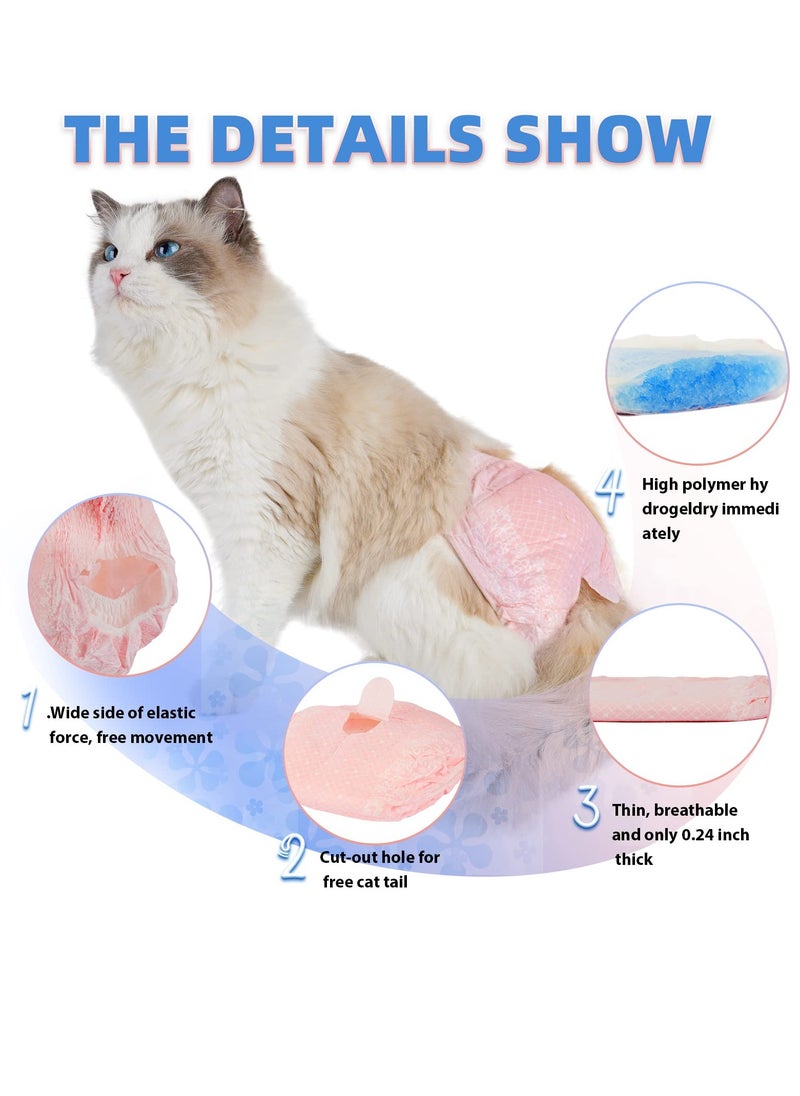 SYOSI - Cat Diapers 10 Pieces Disposable Pet Physiological Pants Female Dog Female Cat Stretch Wrap Diapers Super Absorbent Leak-proof Diapers Pet Pull-Ups (Pink) - Image 1