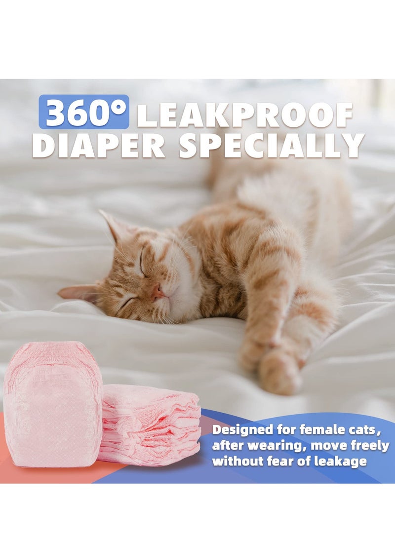SYOSI - Cat Diapers 10 Pieces Disposable Pet Physiological Pants Female Dog Female Cat Stretch Wrap Diapers Super Absorbent Leak-proof Diapers Pet Pull-Ups (Pink) - Image 1