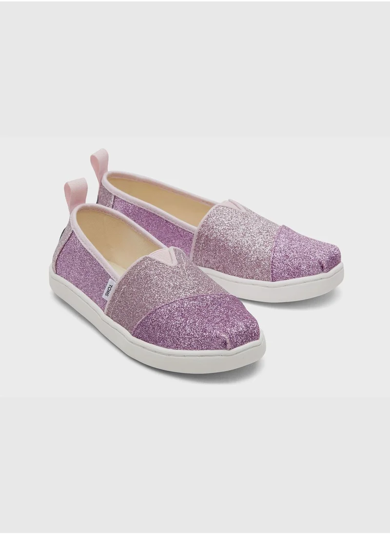 TOMS Light Lilac Colorblock Iridescent Glimmer Youth Alp Espedrille