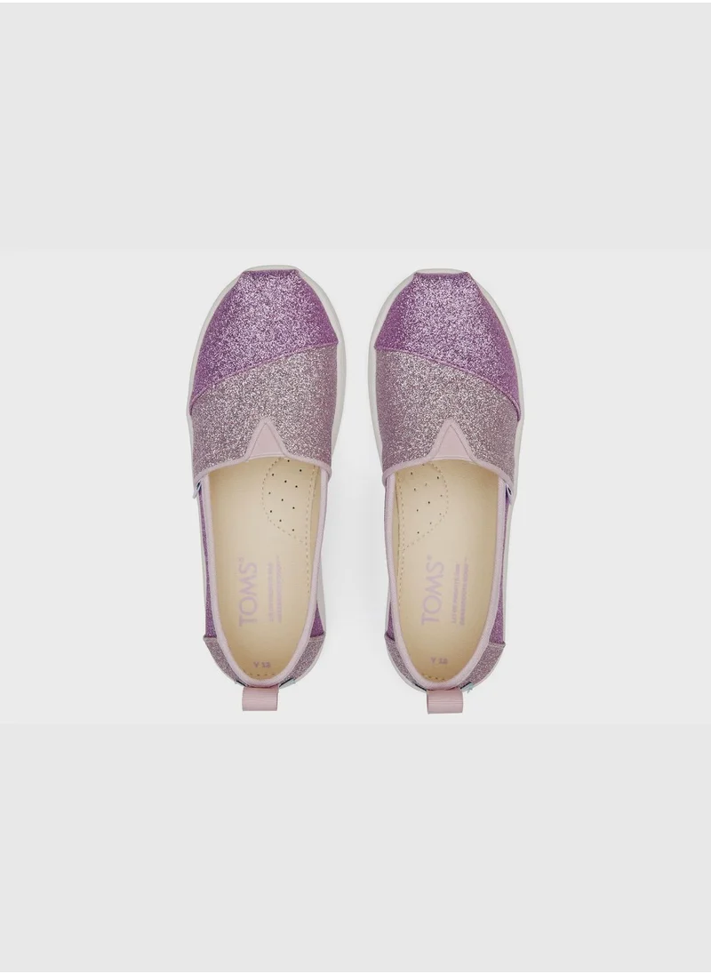 TOMS Light Lilac Colorblock Iridescent Glimmer Youth Alp Espedrille