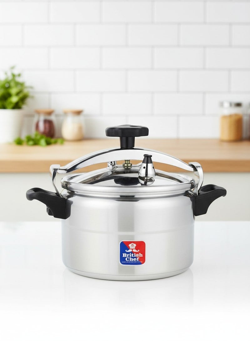 British Chef 7Liters Aluminum Pressure Cooker | Induction Base Pressure Pot | Arabic Cooker With Durable Body and Lid Silver - Image 1