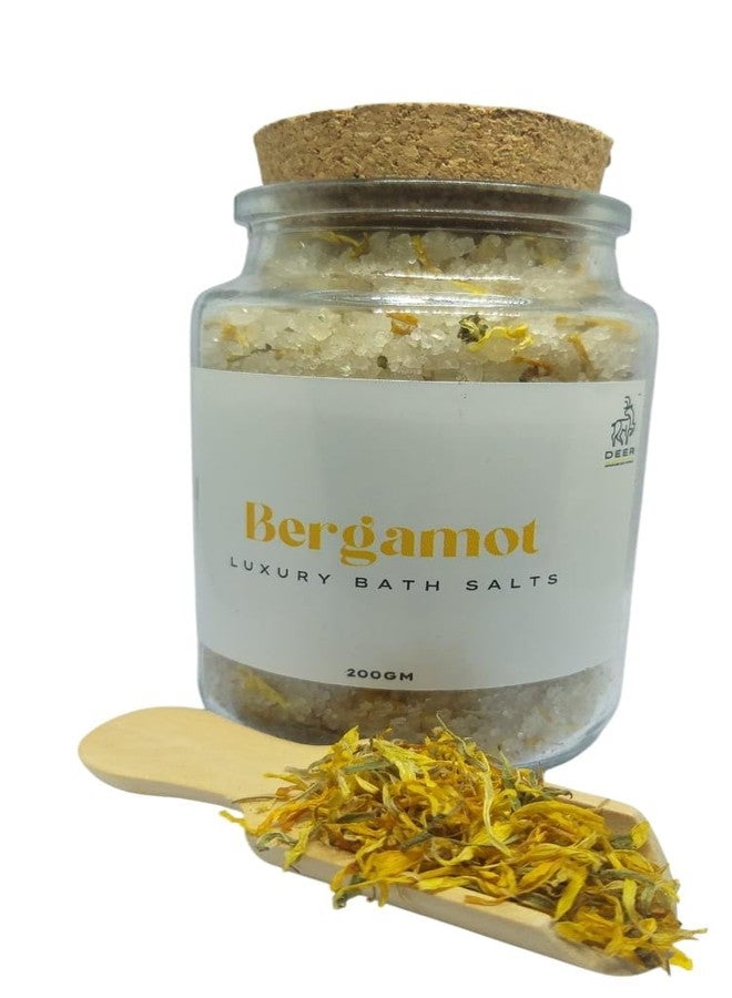 Deer ملح حمام DEER برغموت 200 جرام - نقع مهدئ مع زيوت أساسية وطبيعية | العلاج بالروائح وتخفيف التوتر | جرة زجاجية بغطاء من الفلين - Image 1