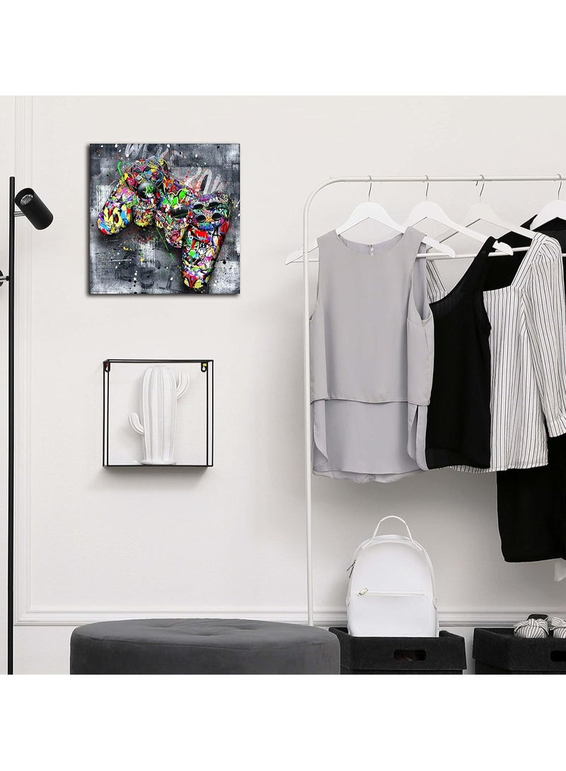 مؤسسة فكرة اليوم لوحة فنية جدارية من قماش الجرافيتي لغرفة النوم - لوحة فنية جدارية للألعاب للأولاد المراهقين - لوحة تجريدية من فن البوب ​​لتزيين الحائط المنزلي الحديث جاهزة للتعليق مقاس 14 × 14 بوصة - Image 3