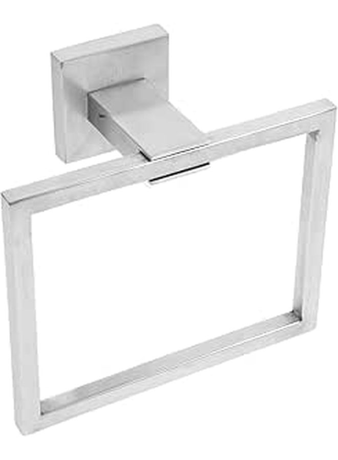 Stainless Steel Wall Mounted Square Towel Ring Holder Brushed Finish Bathroom Accessories - Image 1