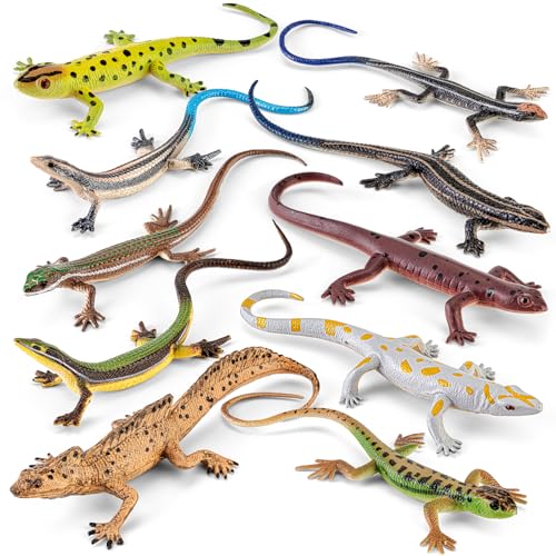 THINKBAY 10PCS 6 Realistic Lizard Figurine Plastic Fake Reptile Lizard Toys for Kids in Party Favors Idea Colorful Gift with Reptile Animal Figures Toys for Kids Ages 35 57 48 Boys Girls - Image 1