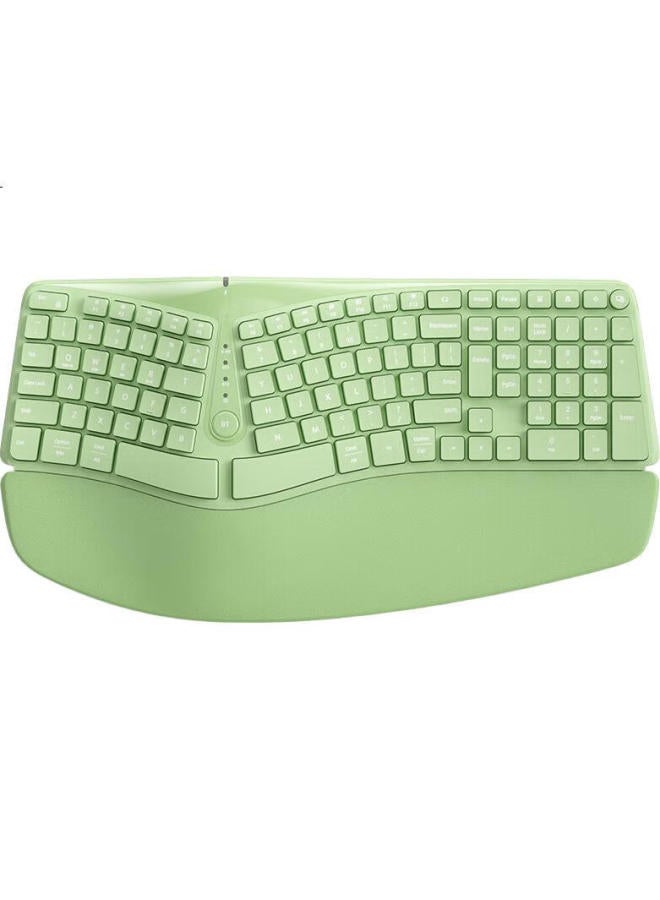 B.O.W Airworld K308Dl Ergonomic Three-Mode Wired Wireless Bluetooth Charging Keyboard For Laptop Ipad Tablet Universal Silent Wrist Rest Keyboard Matcha Green - Image 1